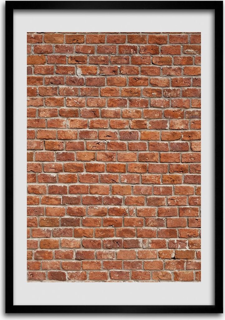 Bild - Bilderrahmen - 50 cm x 70 cm - MDF - Rahmen - Wandkunst Backsteinmauer