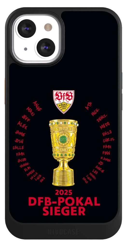 NIVOCASE Hülle für Apple iPhone 13 Handyhülle NIVOcore Case Schwarz Offizielles Lizenzprodukt Pokal VfB Stuttgart