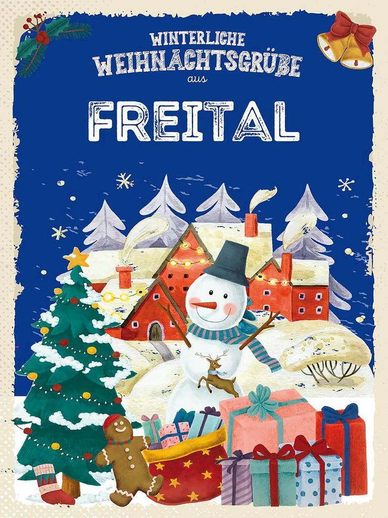 vianmo Holzschild 40x30 cm Weihnachtsgrüße aus FREITAL