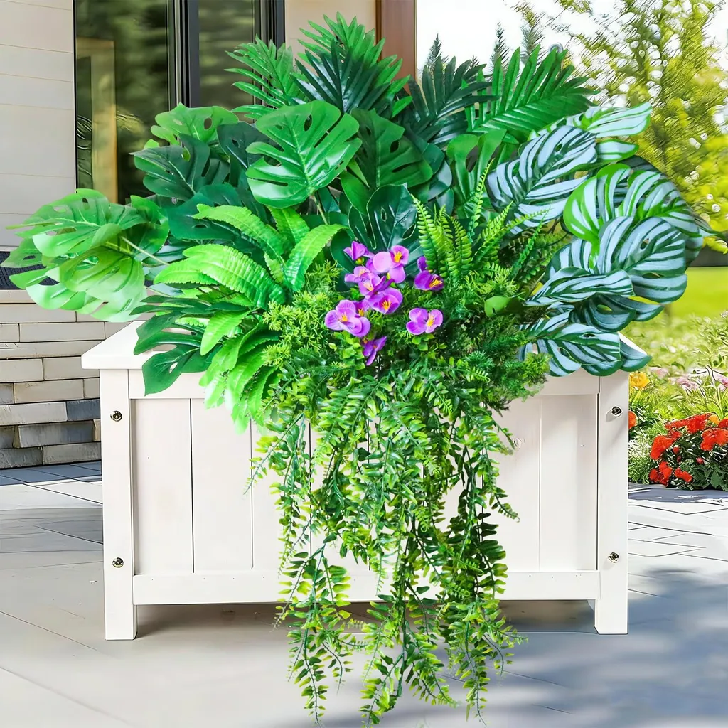 Lot de 10 plantes artificielles d'extérieur arbustes verts déco jardin