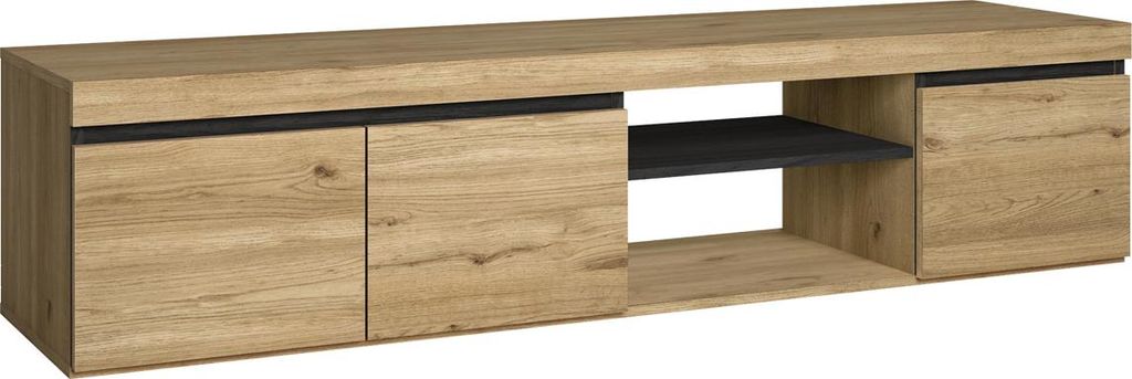 NATURALE Mobile TV ,colore Rovere e Nero, 2 porte e 2 Immagine del prodotto 