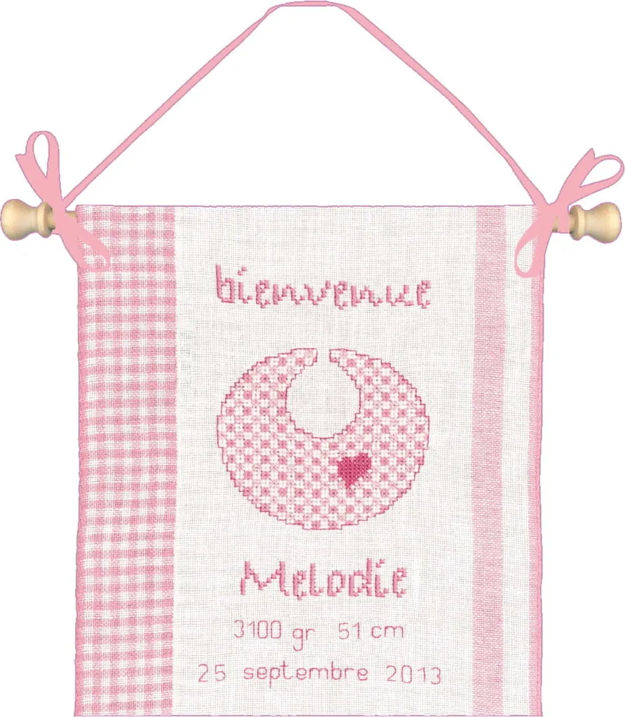 Kit Ricamo Le Bonheur des Dames 5096 Welcome Birth Pink Lino 28ct