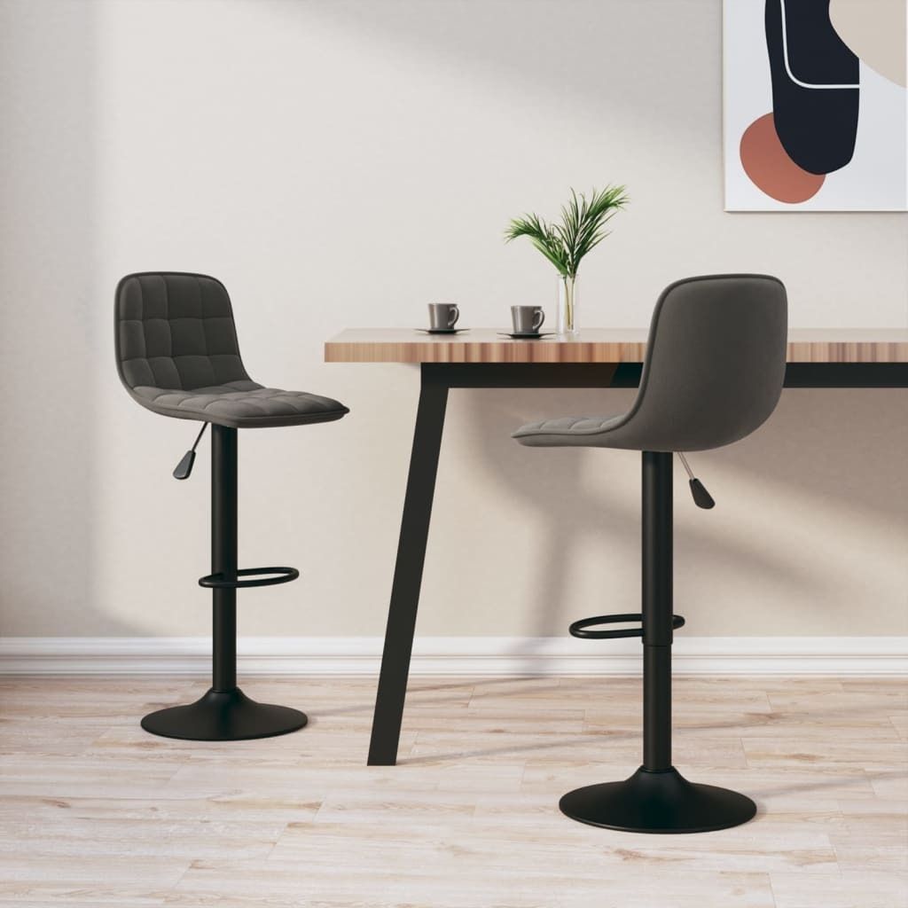The Living Store Barhocker 2 Stk. Dunkelgrau Samt