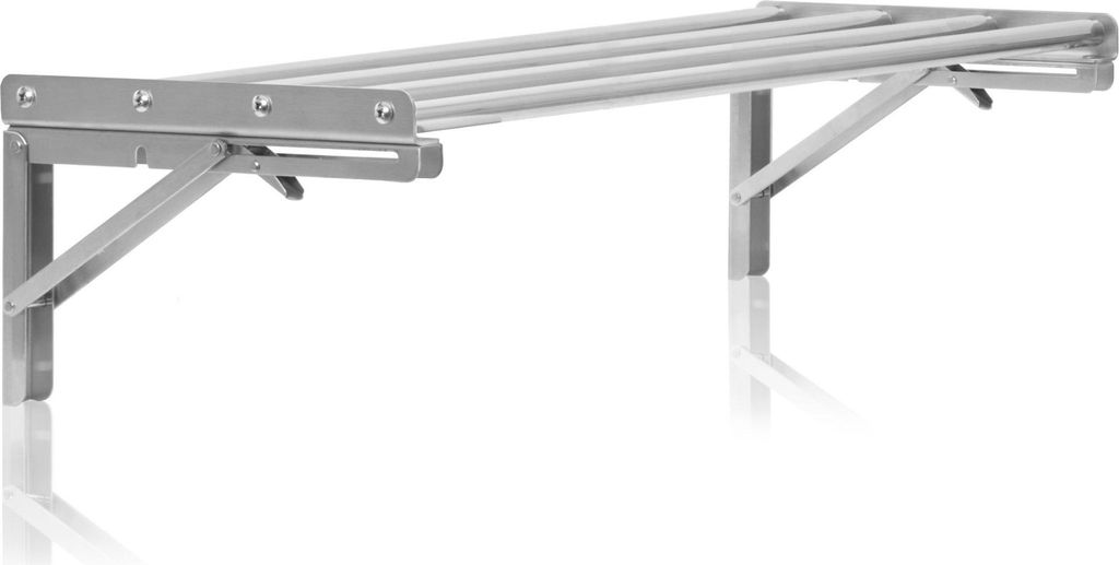 Mahlzeit Edelstahl Wandregal Stangendesign, 100 x 30 cm, Küchenregal, Klappbar, Silber, Wandmontage