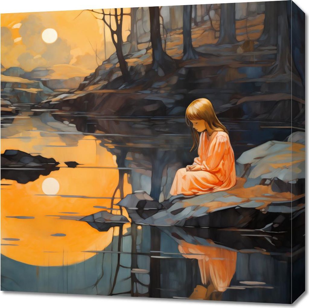 Bild 60x60cm Begeisterung über den Sonnenuntergang