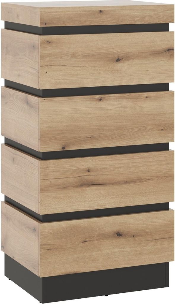 Kommode - B 60 cm - 4 Schubladen - Evoke Eiche Nachbildung - Grau