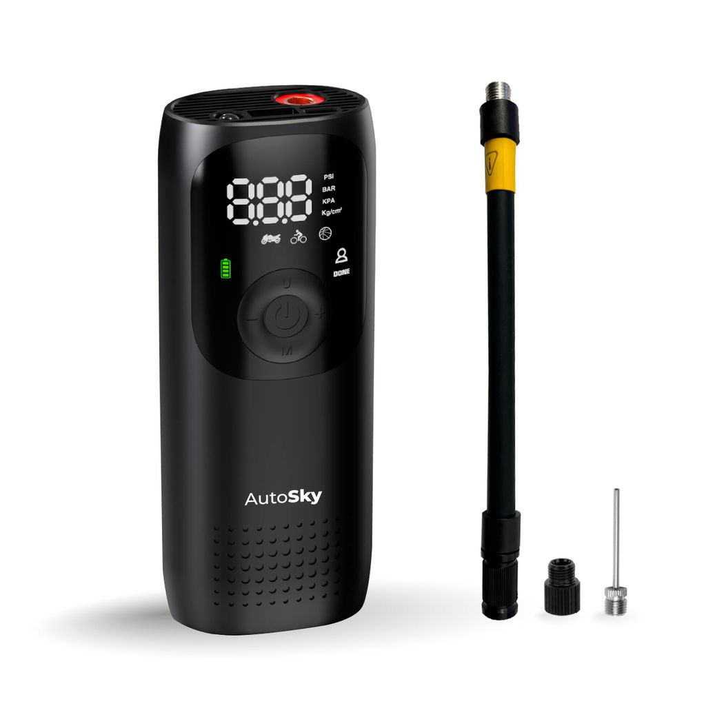AutoSky Reifenpumpe mit Taschenlampe und Powerbank