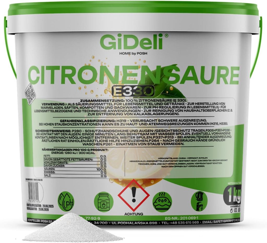Zitronensäure 1kg Entkalker Citric Acid Produktbild 