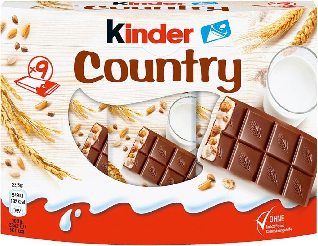 Kinder Country nadziewana mleczna czekolada z płatkami Zdjęcie produktu 2