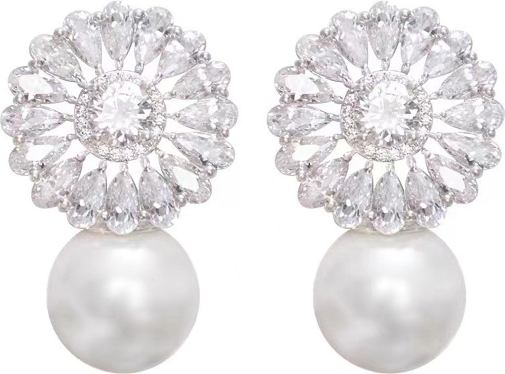 1 Paar Tropfenohrringe Zirkonia Glänzend Charmant Geometrisch High-End Dekoration Accessoire Barock Blume Imitation Perle Ohrringe Verlobungsschmuck