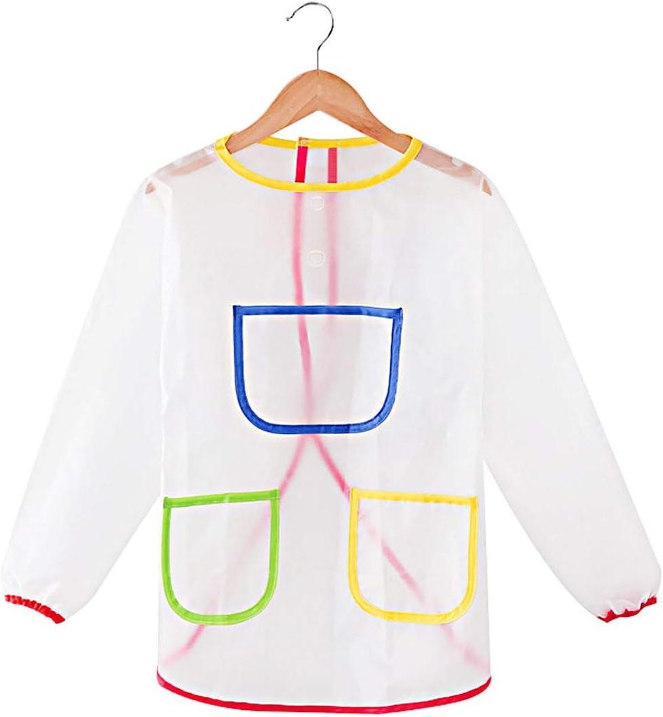 Malschürze Unisex, wasserdichte Kinderschürze mit Ärmeln und 3 Taschen, Bastelschürze für Kinder von 3-4 Jahren, zum Malen, Backen, Kochen, F...