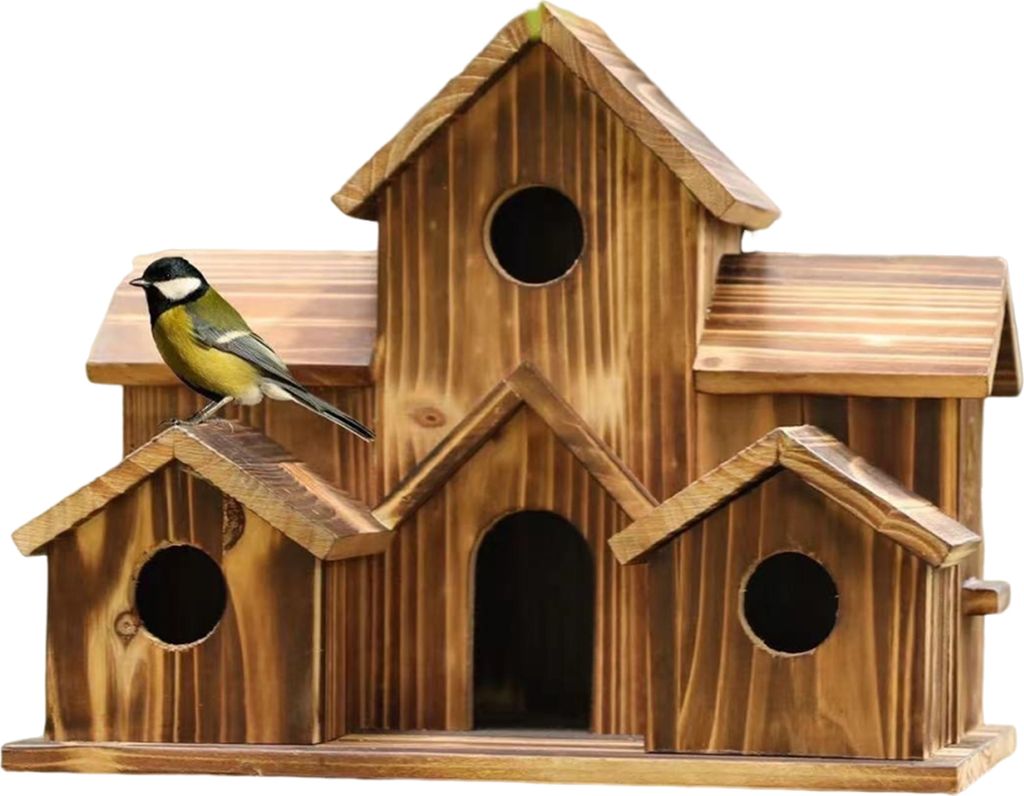 Vogelhäuser für draußen, hölzernes Kolibri-Nest, Vogelfutterstation für draußen, großes Vogelhaus mit 6 Zimmern für die Dekoration im Garte...