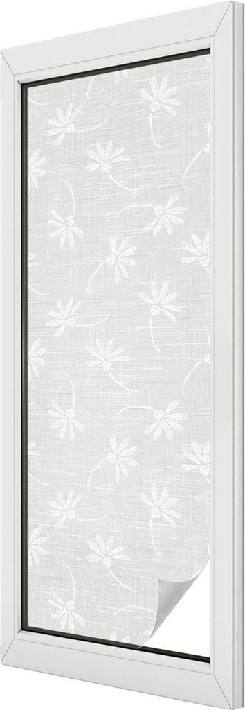 Buntglas Fensterfolie – 146x50 cm – Stained-Glass Design – blickdichte dekorative Sichtschutzfolie – selbstklebend, UV-Schutz – Blumenmuster