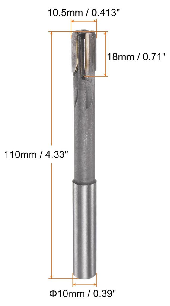 Hartmetall Reibahle 10.5 mm, 4 Schneidig, H8/H7 Genauigkeit, Sandstrahlbeschichtung Maschinenreibahle fš¹r Metall Holz Loch Reiben, Gerade Nut Ho...