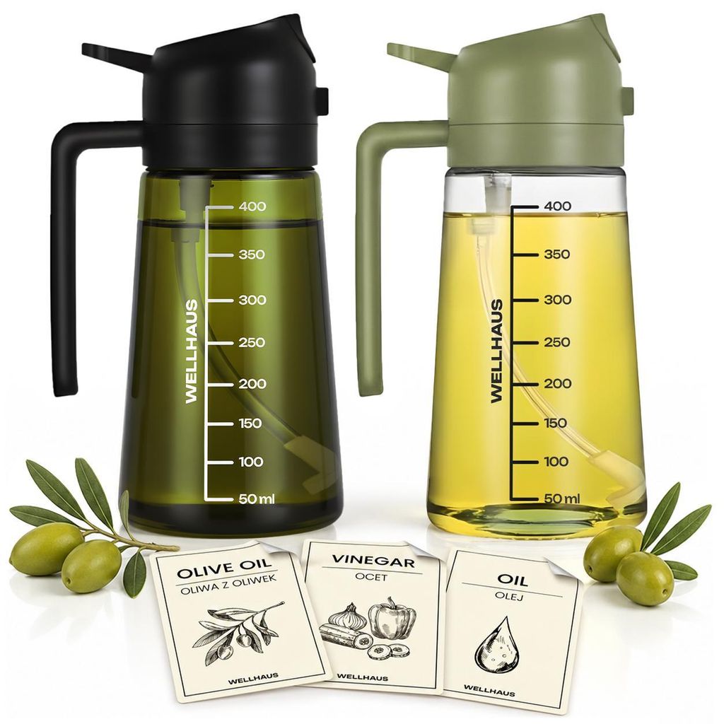 WELLHAUS Ölzerstäuber 2in1 470ml Essig Sprayer Glasflasche, Produktbild 