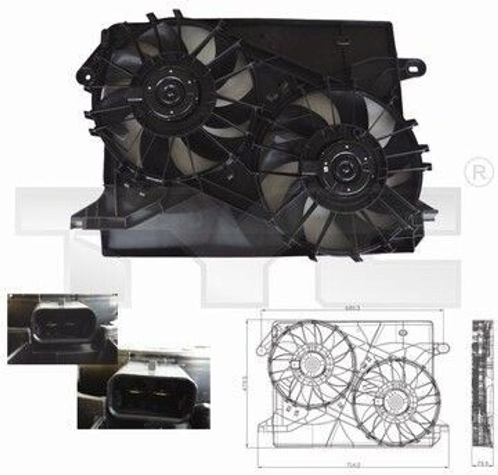 TYC 804-0001 Lüfter Motorkühlung Kühlerlüfter passend für PEUGEOT PARTNER Kasten (5) Wasserkühler