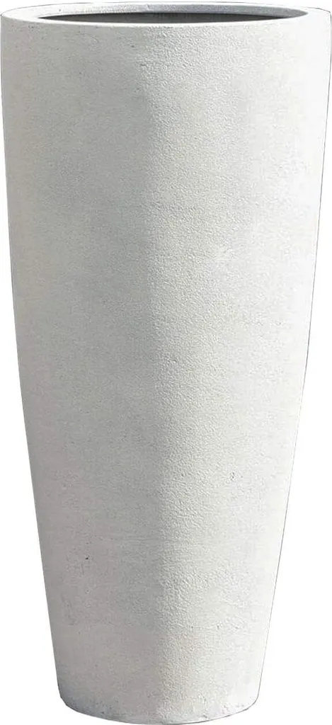 Jardinière haute aspect pierre beige galet CITY, pot cylindrique design 1m