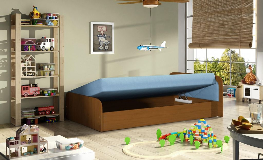 Kinder Zimmer Polsterbett Bett Betten Holz Schlaf Sofa Matratze 80x190cm Neu