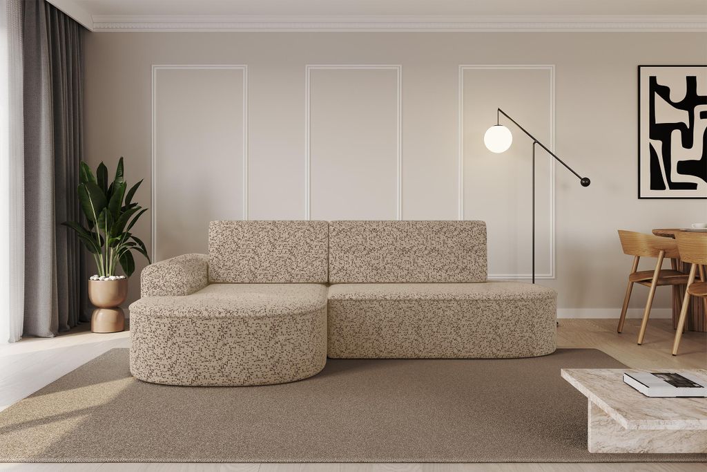 ALTDECOR Ecksofa mit Schlaffunktion und Bettkasten MARI-L1-S - 283x167x73cm Braun - Corner Sofa Eckcouch Couch L-Form, links/rechts angeordnet Schl...
