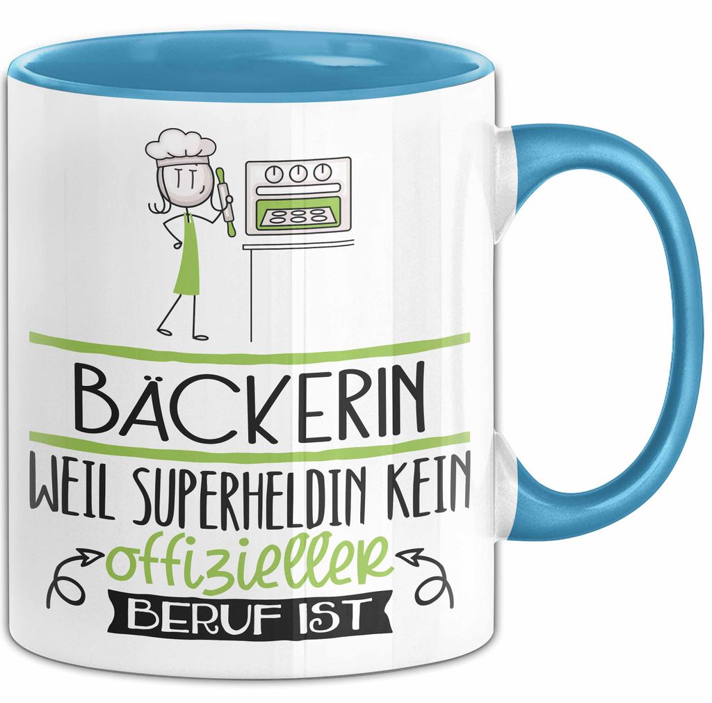 Bäckerin Geschenk Tasse Lustiger Spruch Bäckerin Weil Superheldin Kein Offizieller Beruf Ist Geschenkidee (Blau)