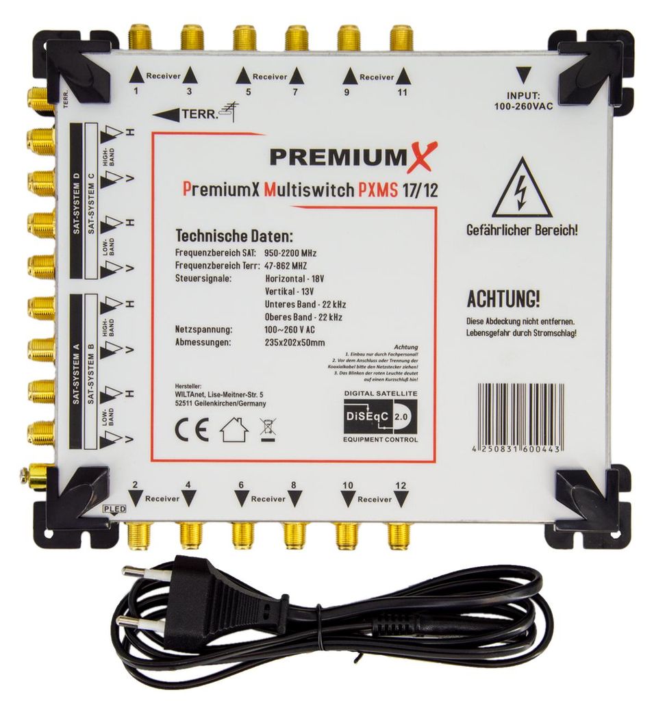 PremiumX PXMS 17/12 Multischalter mit Netzteil Multiswitch Produktbild 