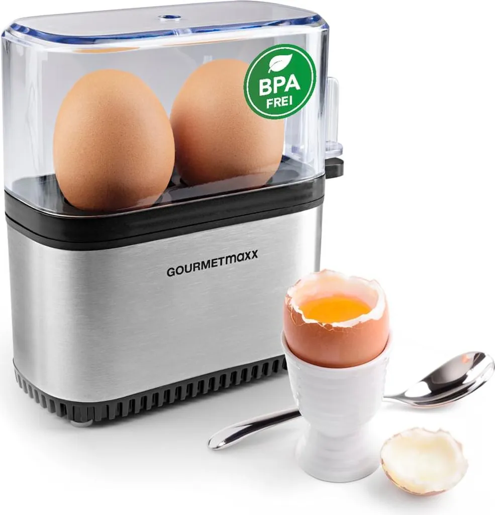 Cuit-œufs MAXXMEE Compact 2 œufs en Acier Inoxydable avec Doseur et Pic
