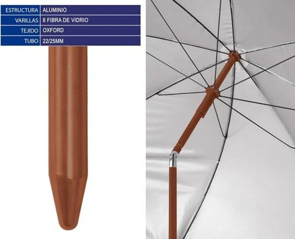 Parasol protection UV 50+ melon 180 cm avec rubans décoratifs