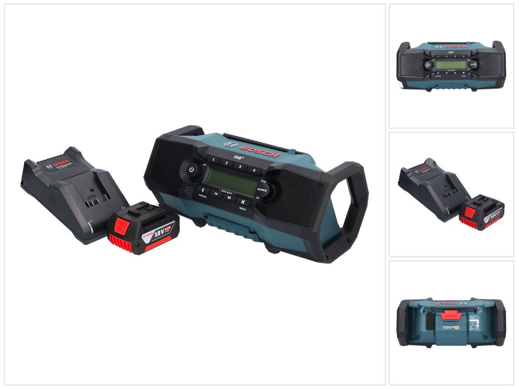 Bosch GPB 18V-2 SC Professional Akku Baustellenradio 18 V DAB+ Bluetooth AUX + 1x Akku 5,0 Ah + Ladegerät
