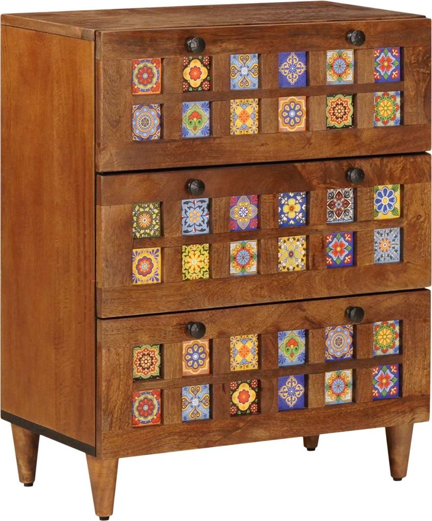 Sideboard Walnuss 60 x 33 x 75 cm Massivholz Mango