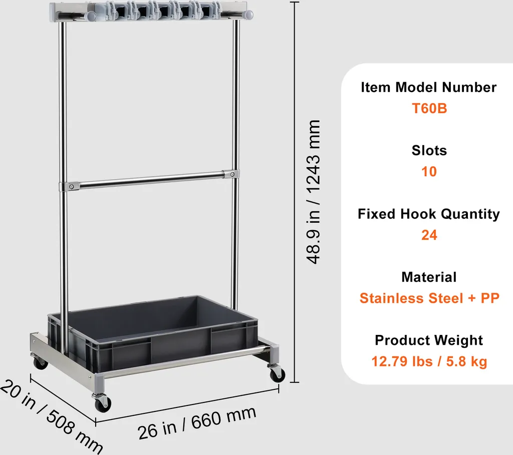 Support Outils de Jardin Mural Acier/PP 10 Compartiments VEVOR
