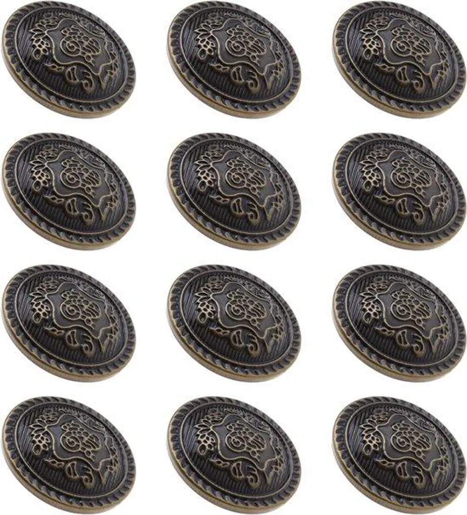 Lot de 12 boutons mercerie en bronze antique pour veste et gilet