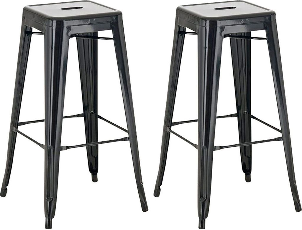 TPFLiving 2er Set Barhocker Joy Metall Schwarz