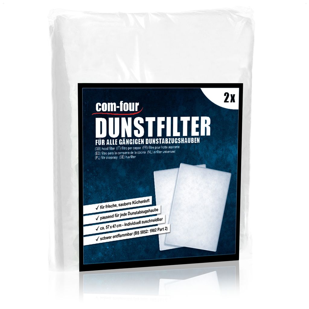 com-four 2x Filter für Dunstabzugshaube zuschneidbar - Abzugshaube Filter universell einsetzbar - Dunstabzugsfiltereinlage - Fett-Filtermatte - ...