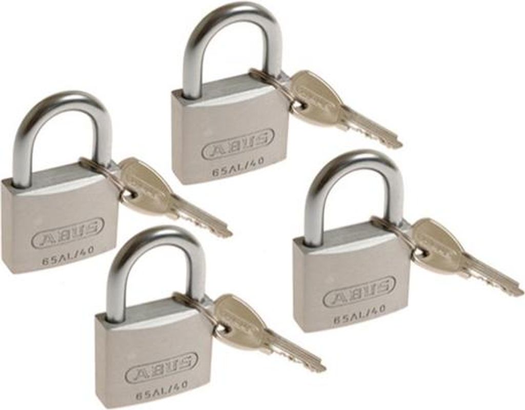 ABUS TITALIUM Vorhängeschlösser (4 Stk.) 40 mm Schlüssel, 5 Schlüssel (727TI/40)