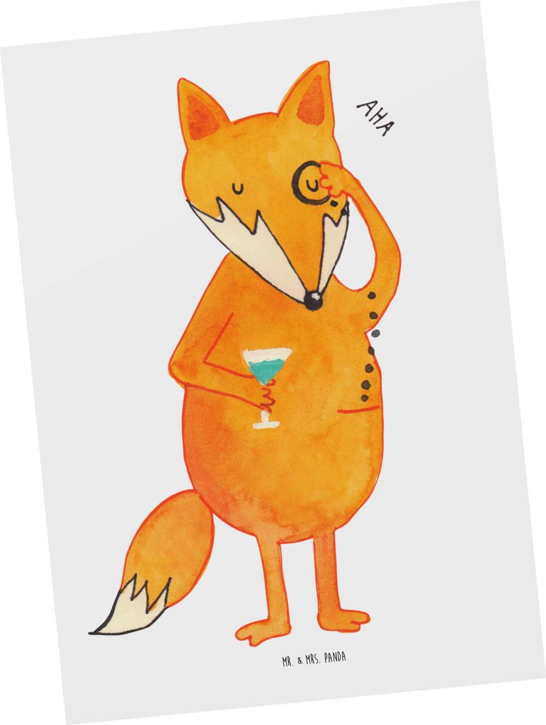 Mr. & Mrs. Panda Postkarte Fuchs Lord - Weiß - Geschenk, Postkarten, Fotokarte, Ansichtskarten, Neugierig, Grußkarte, Spruch Lustig, bildkarte, S...