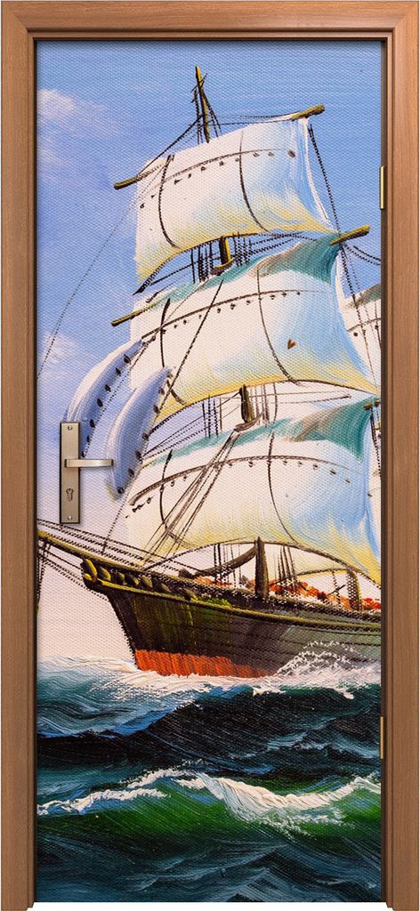 Türposter 80x200 cm Türaufkleber Türtapete Türfolie Klebefolie Tiere wellen Vögel Segel Schiff Himmel