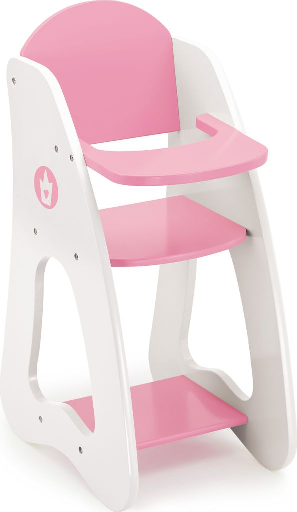 Bayer Design 50101AA Puppenhochstuhl Princess World, aus Holz, Puppenzubehör, weiß, rosa
