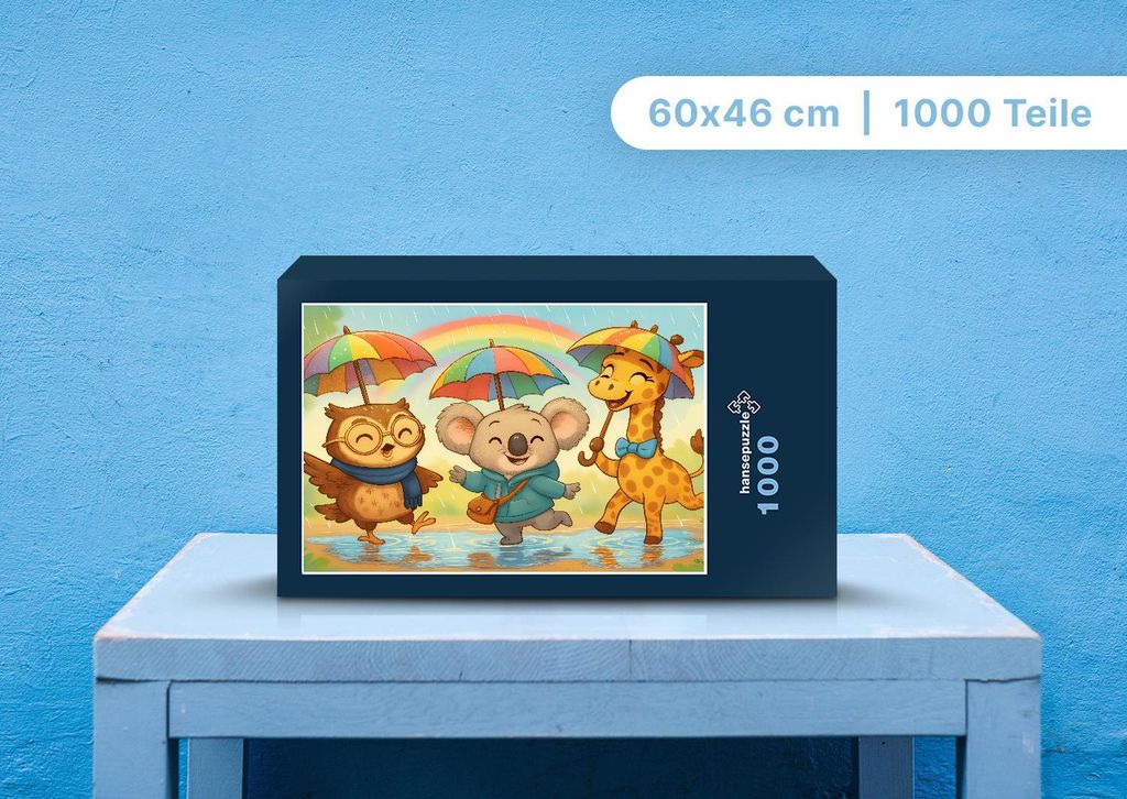 hansepuzzle 110961 - Ollie, Kiki und Nala Puzzle, 1000 Teile, Kinder, 60,0 x 46,0cm mit hochwertiger Aufbewahrung, Kartonbox & Beutel