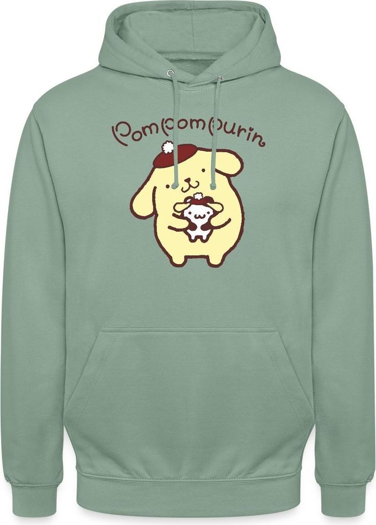 Spreadshirt Pompompurin & Muffin Verkleidet Uni Hoodie, XXL, Graugrün