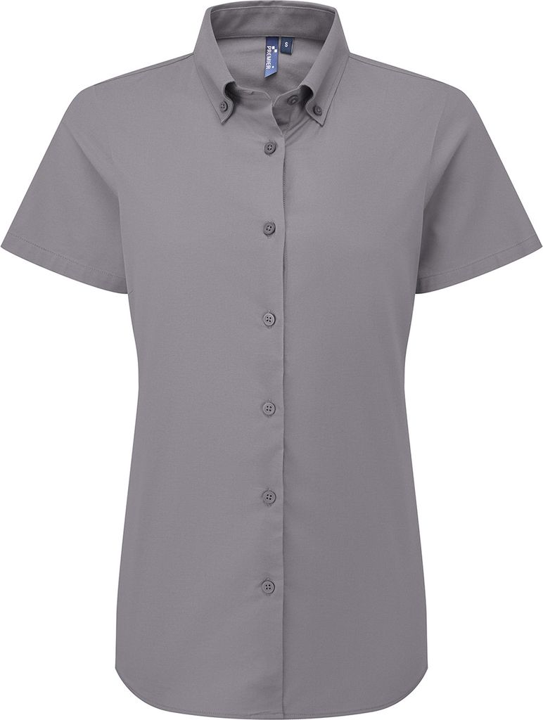 Premier - "Supreme" Formelles Hemd für Damen kurzärmlig RW10691 (XL) (Stahlgrau)