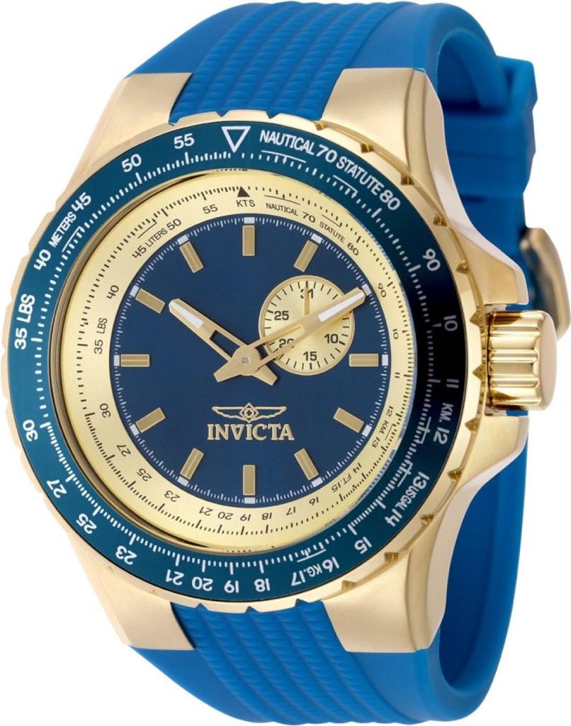 Invicta Aviator 49727 Herren uhr - Wasserdicht - Analog - Quarzuhrwerk - Edelstahl mit blauen zifferblat - 50mm