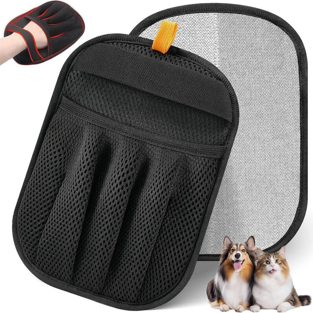 2 Stück Verbesserte Tierhaarentferner Handschuh mit Produktbild 