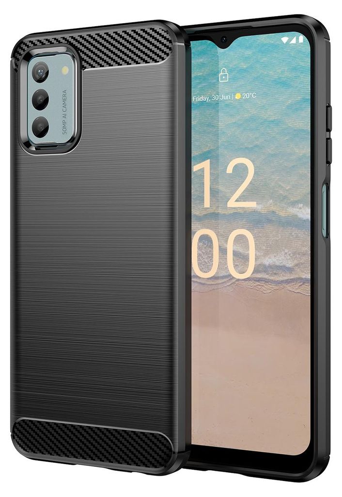 Hülle für Nokia G42 Carbon-Faser Weich TPU Silikon Stoßfest Handyhülle Schwarz