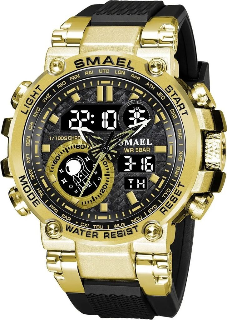 SMAEL Logan Uhr – Sportlich Elegante Herrenuhr in Schwarz/Golden KP29435