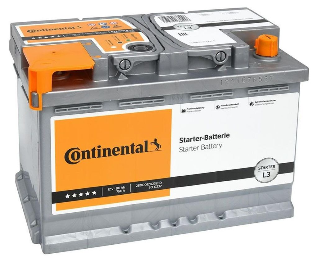CONTINENTAL Batterie de voiture Starter L3 12V 80Ah 750A Image du produit 