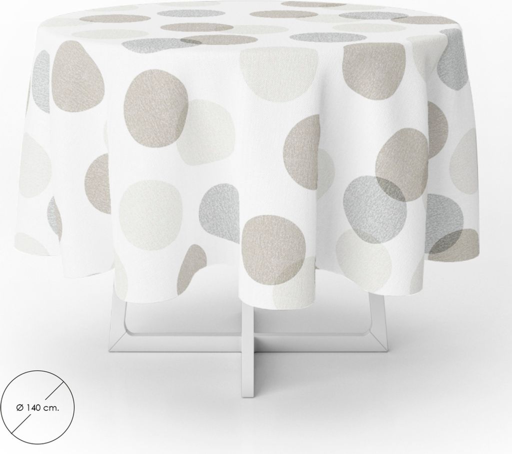 Cercles beiges, nappe ronde en toile cirée, imperméable, Image du produit 