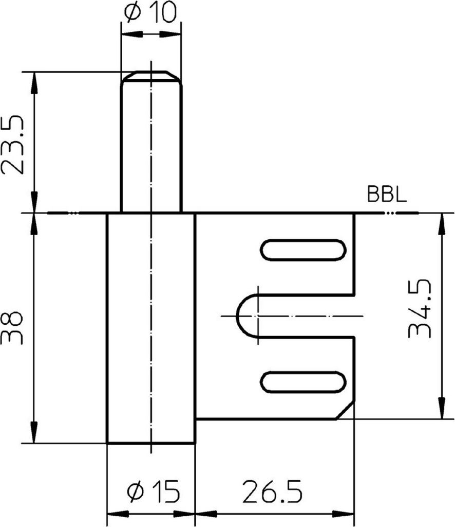 Rahmenteil V 8100 Bandlänge 38mm Rollendurchmesser 15mm Stahl vernickelt