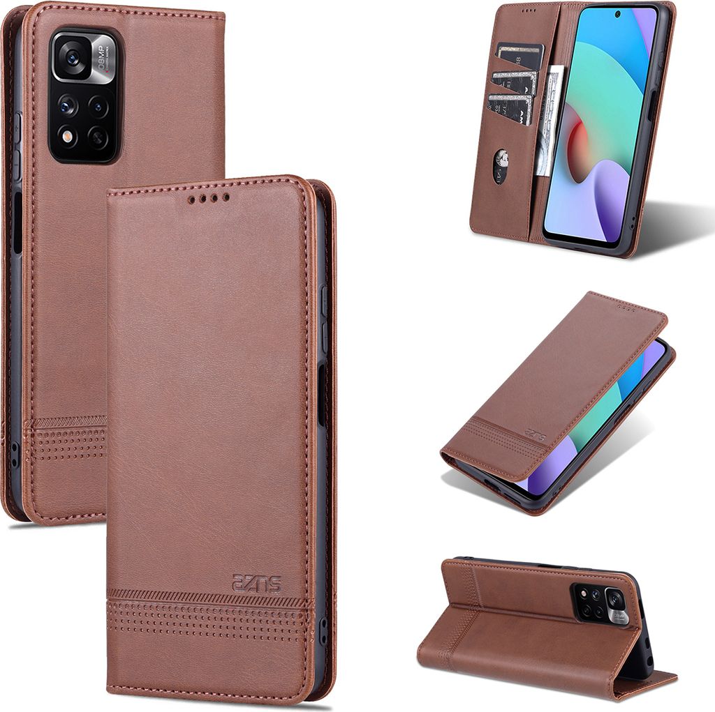 Redmi Note 11 Pro Leder Hülle, Klapphüllen Brieftasche Magnetverschluss Ständer Schutzhülle für Xiaomi Redmi Note 11 Pro/Note 11 Pro+ Kaffee