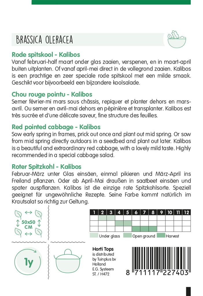 Roter Spitzkohl Kalibos | Kohlsamen von Hortitops