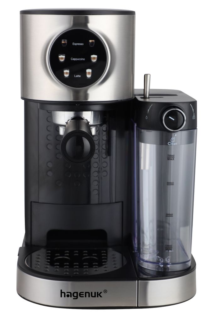 HAGENUK Siebträger Espressomaschine halbautomatisch mit Milchaufschäumer